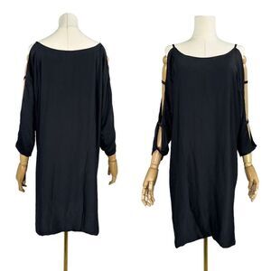 HATCH Maternity Contemporary  Minimalist Cut Out Dolman Sleeve Black Shift Dress